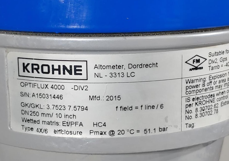 Krohne Altometer 10" Optiflux 4000 F FM 