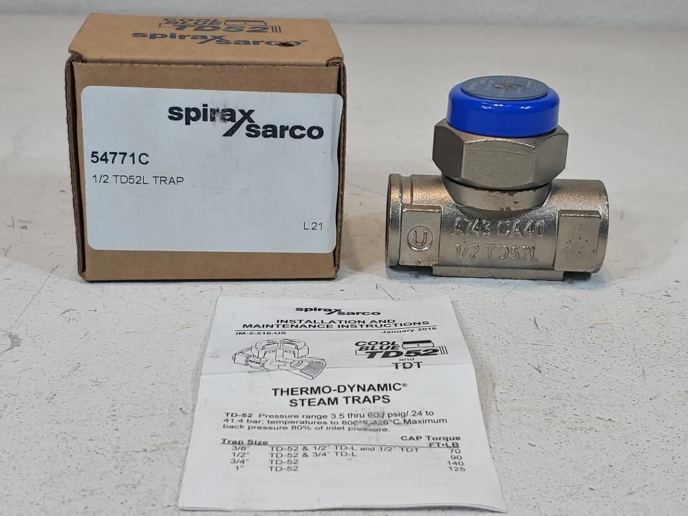 Spirax Sarco 1/2" Thermo Dynamic Steam Trap TD52L