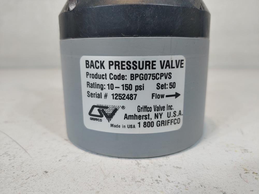 Griffco Back Pressure Valve, Product Code#: BPGO75CPVS