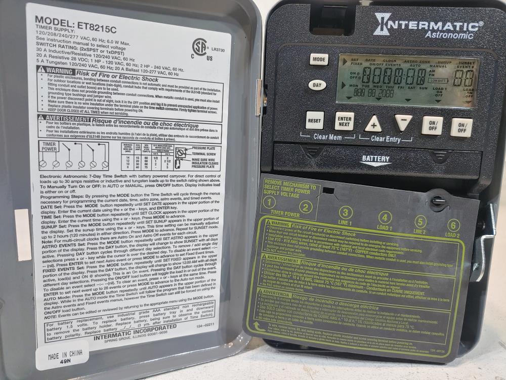 Intermatic ET2815CR ET2800 Series Astronomic Electronic Timer Control