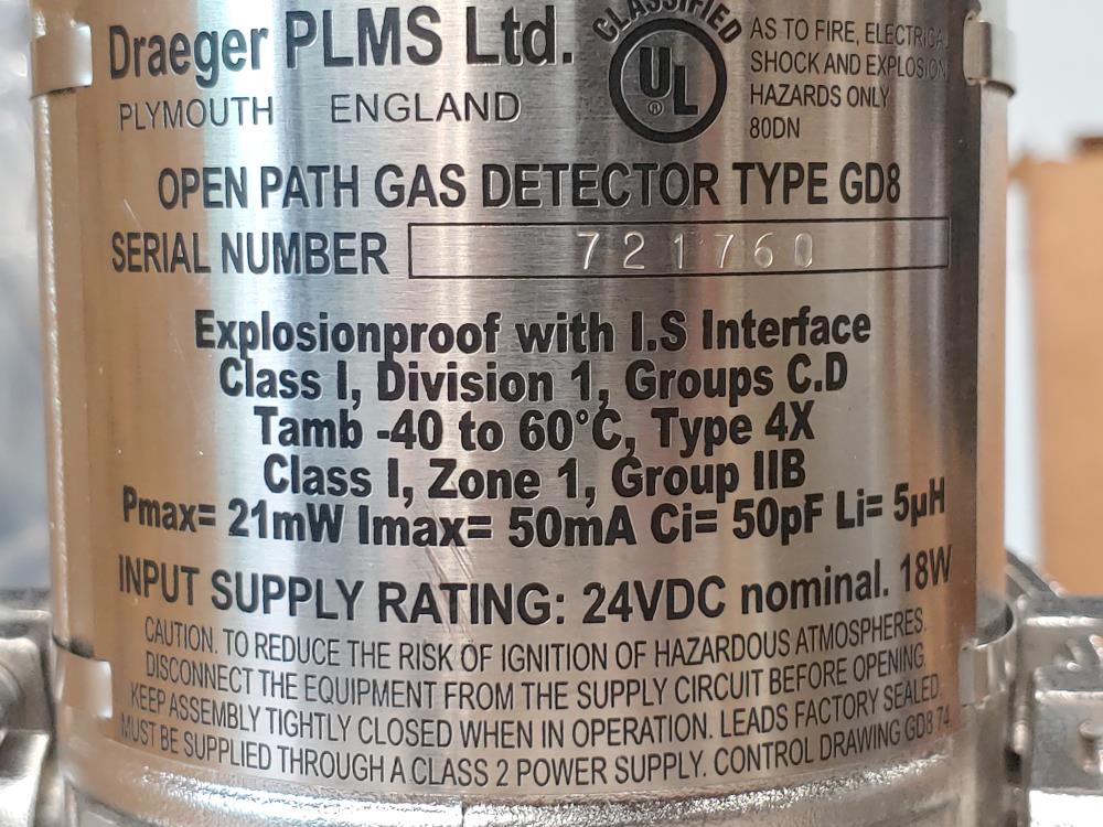 Draeger PLMS Open Path Gas Detector TYPE GD8