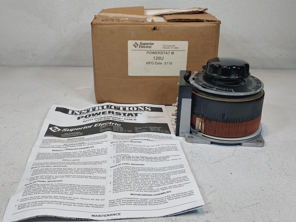 Superior Electric Powerstat Variable Transformer Type 126U