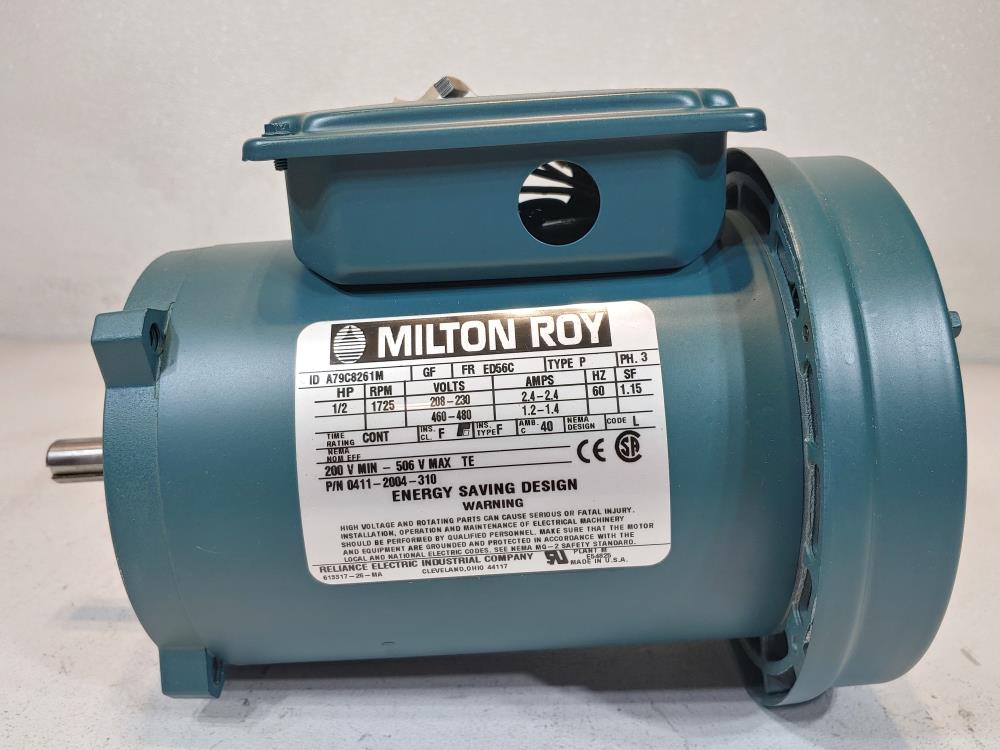 Reliance Electric Milton Roy 1/2 HP Motor 0411-2004-310, A79C8261M