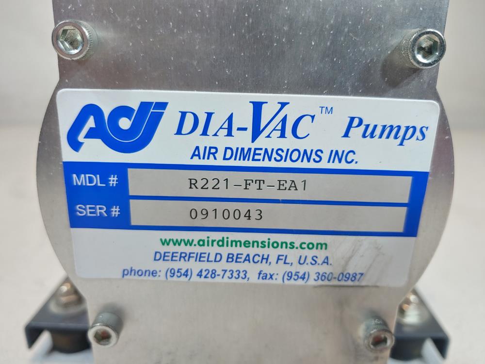 Air Dimensions Dia-Vac Pump R221-FT-EA1 w/ U.L Motor NO.F BX806516