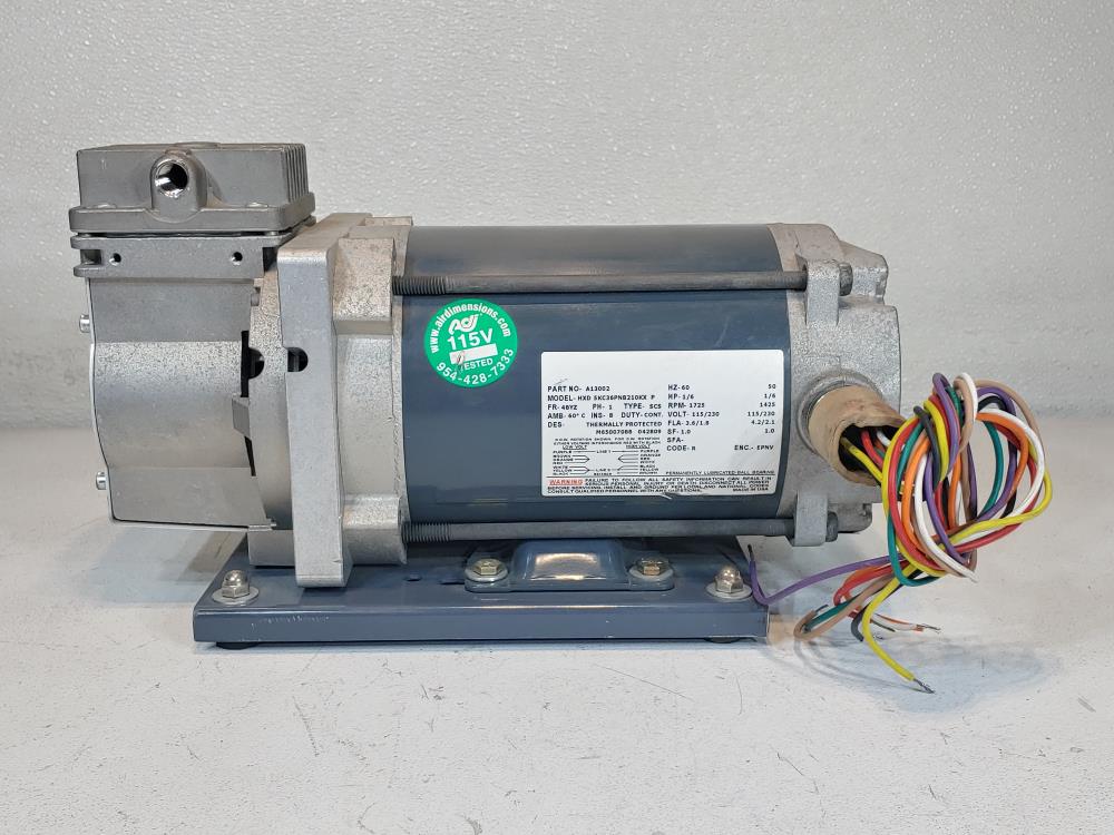 Air Dimensions Dia-Vac Pump R221-FT-EA1 w/ U.L Motor NO.F BX806516