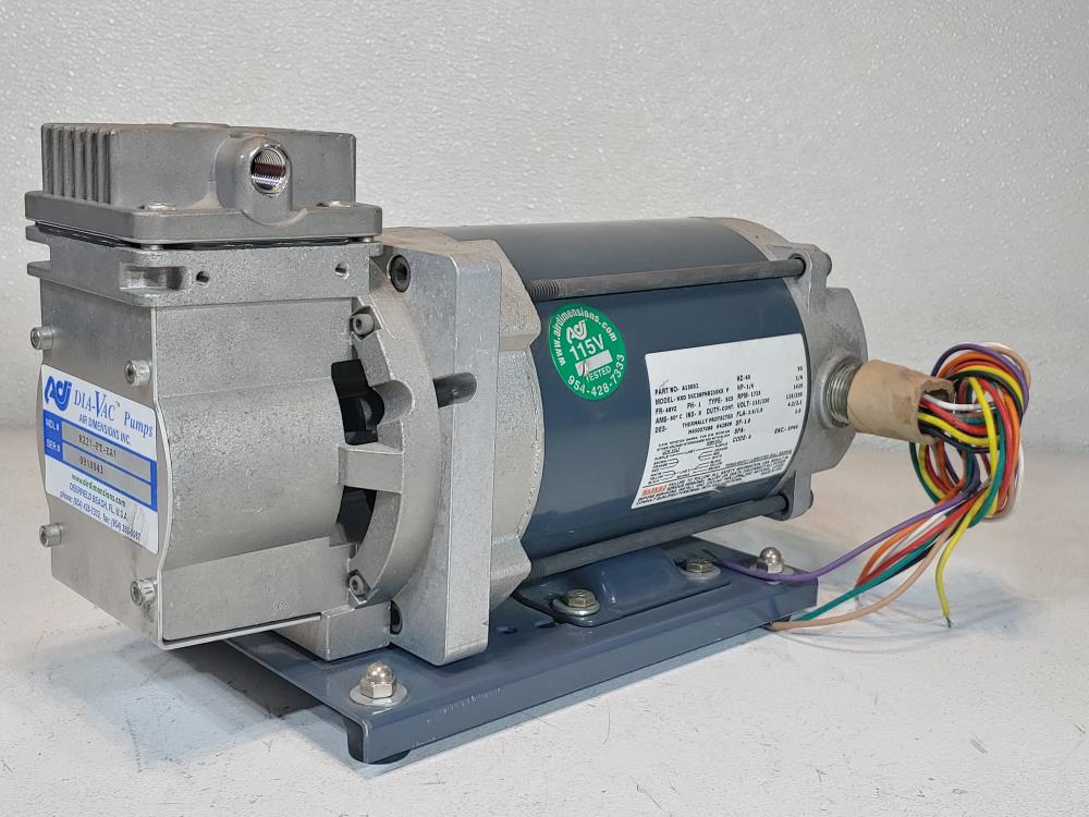 Air Dimensions Dia-Vac Pump R221-FT-EA1 w/ U.L Motor NO.F BX806516