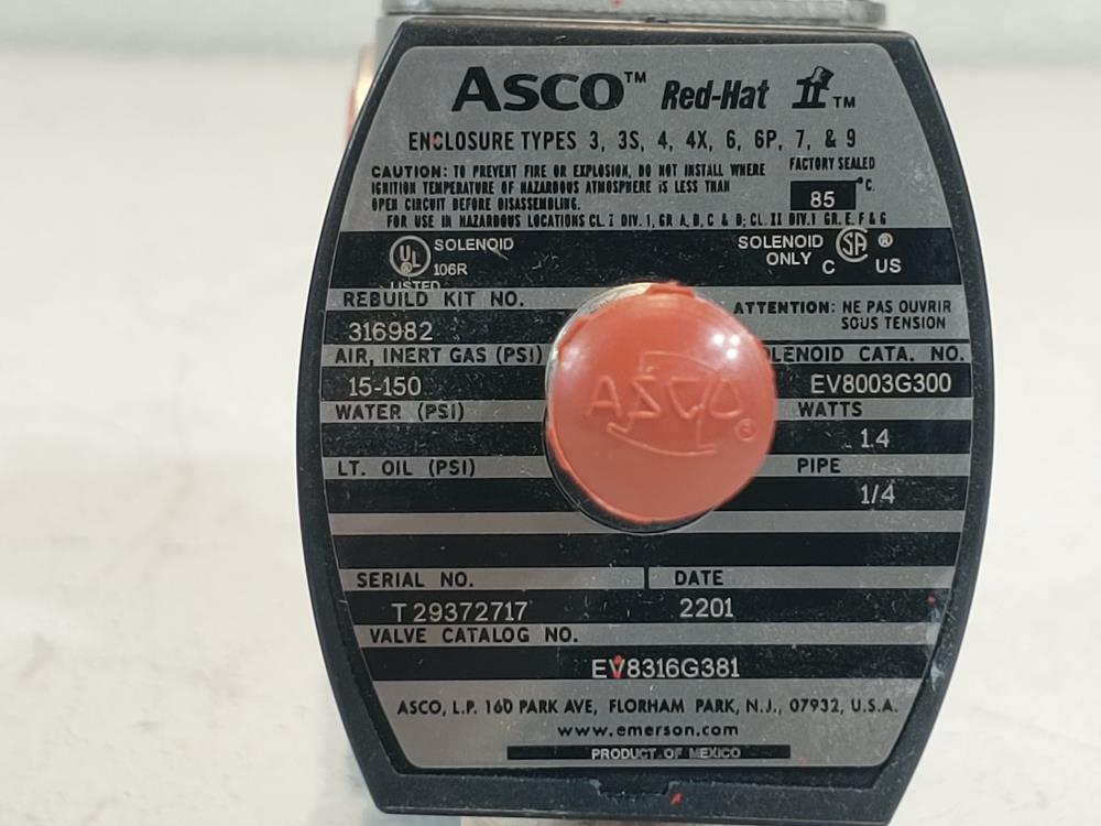 Asco Redhat Solenoid Valve EV8316G381