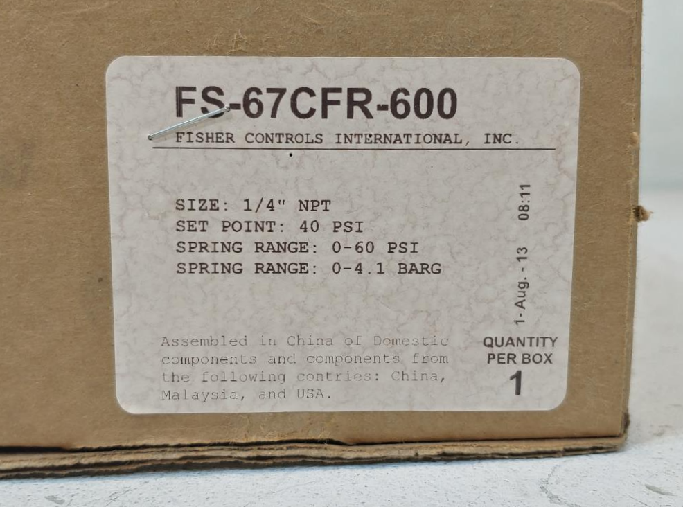 Fisher 67CF Series Filter Pressure Regulator Type FS-67CFR-600