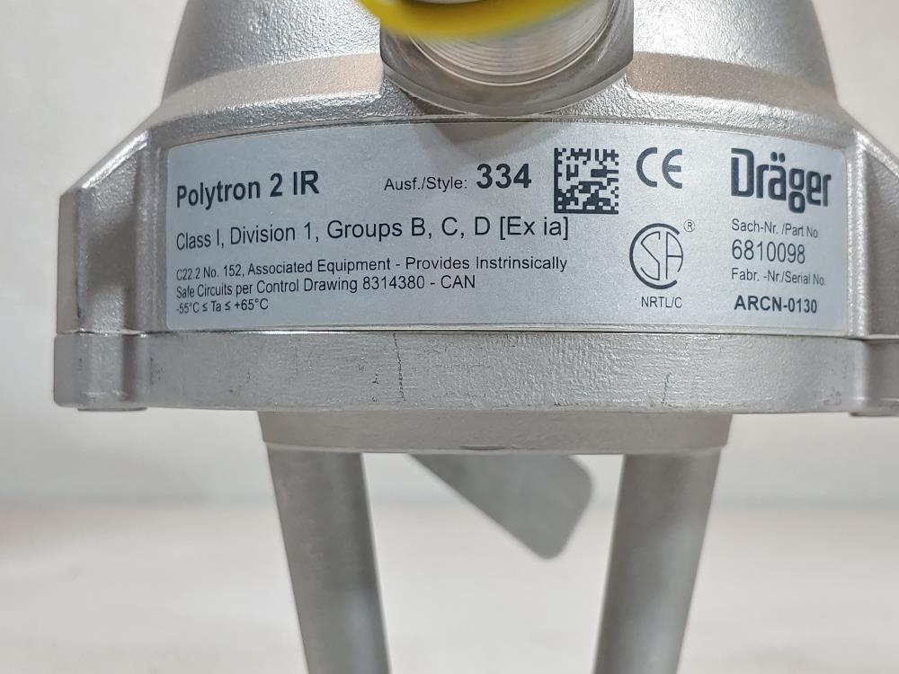 DRAGER Polytron 2 IR Gas Detector 6810098, w/ Splash Guard 6809750