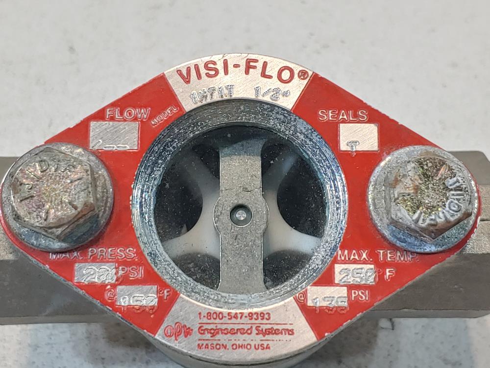 OPW Visi-Flo 1/2" NPT Sight Flow Indicator, #1471T w/ Bi-Directional Flapper