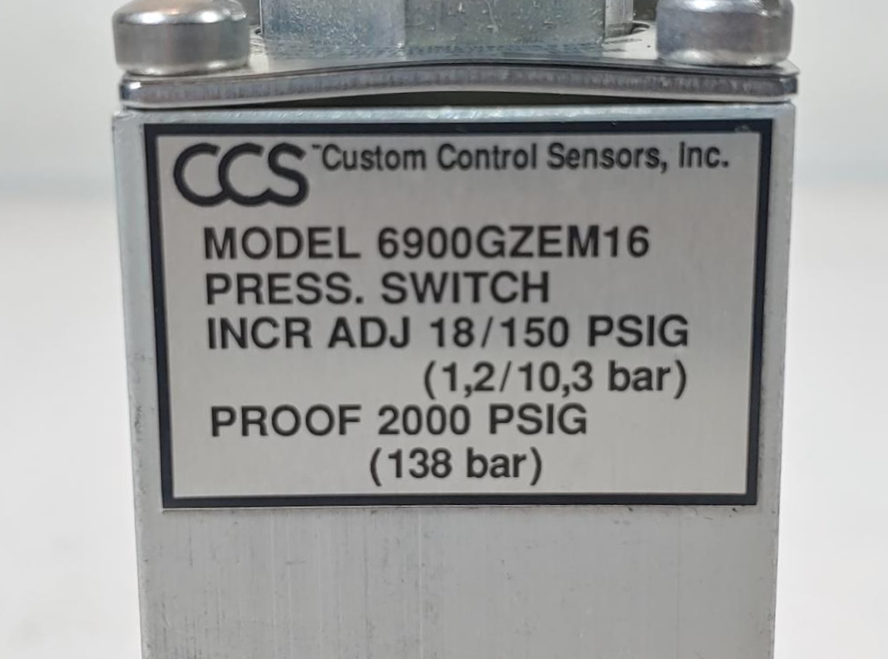 Custom Control Sensors 6900GZEM16 Pressure Switch 