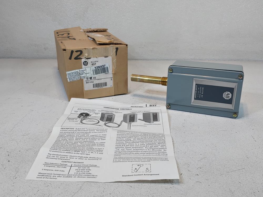 Allen-Bradley Temperature Control Switch Cat #: 837-V2J