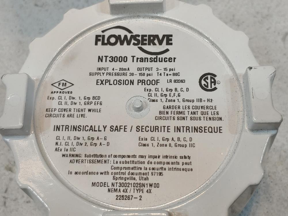 Flowserve Kammer 1/2" Control Valve Model# 0800P1 w/ NT3000 Transducer