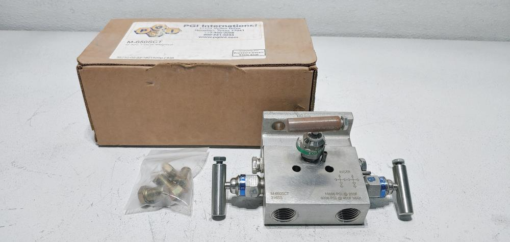 PGI 3-Way Manifold Valve M-650SCT 1/2" NPT 316SS