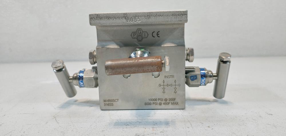 PGI 3-Way Manifold Valve M-650SCT 1/2" NPT 316SS