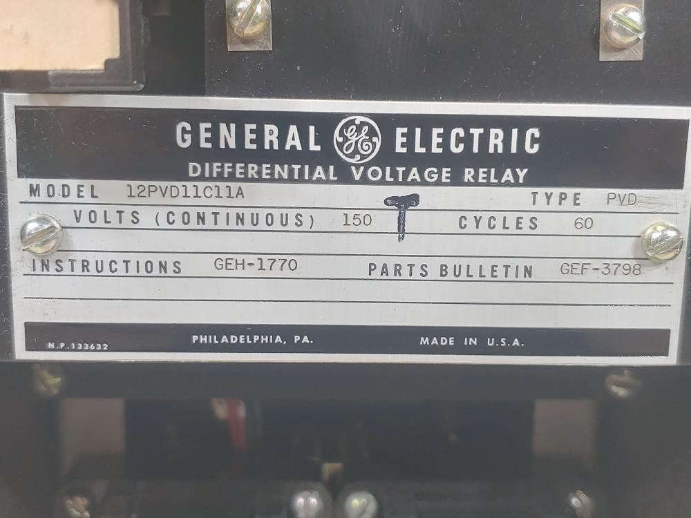 General Electric 12PVD11C11A Differential Voltage Relay 