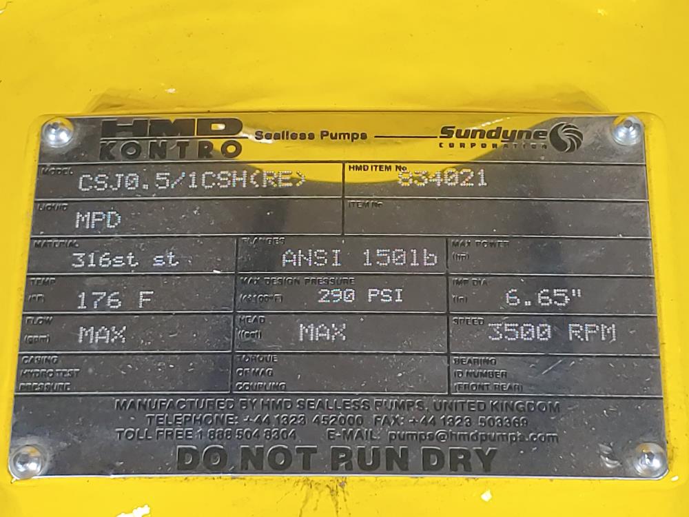 HMD Kontro Steam Jacketed Sealless Magnetic Drive Pump CSJ0.5/CSH ( RE )