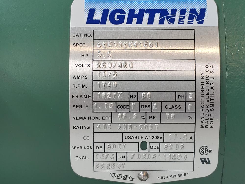 LIGHTNIN 3.5HP MIXER MOTOR - 36K116W415G1