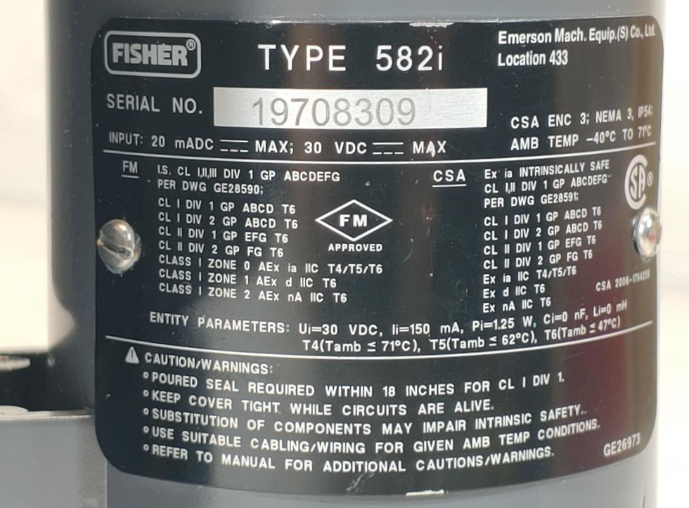 Fisher Valve Positioner 582i Electro-Pneumatic Converter 