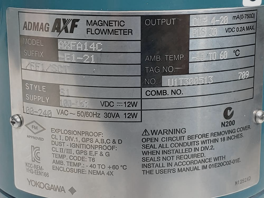 Yokogawa AXFA14C Magnetic Flowmeter 