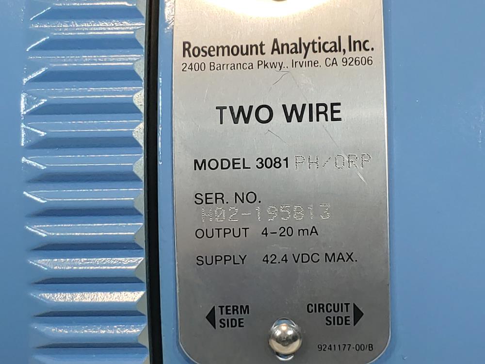 Rosemount Analytical 3081 PH/ORP Two Wire Conductivity Transmitter 