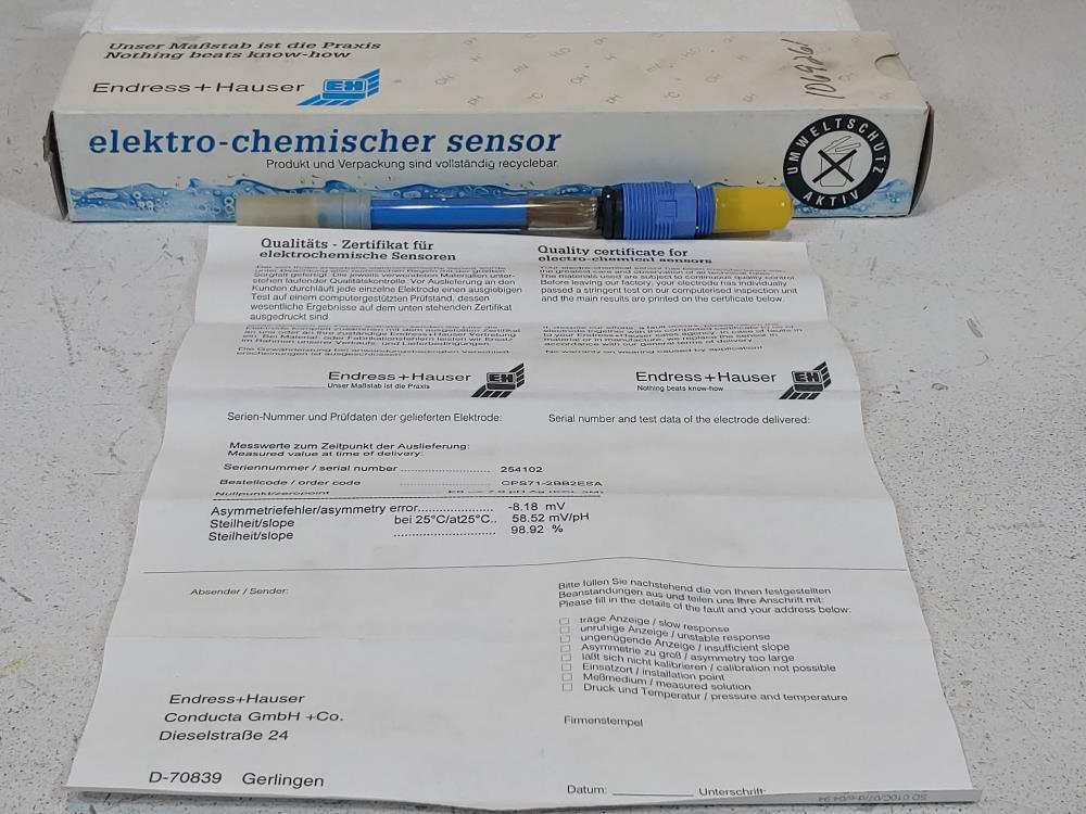 Endress Hauser Hygienic pH Sensor Ceragel CPS71-2BB2ESA