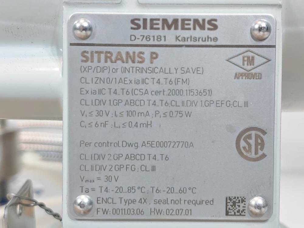 Siemens Sitrans P Trasmitter for Absolute Pressure 7MF4433-3GY22-1NC6-Z