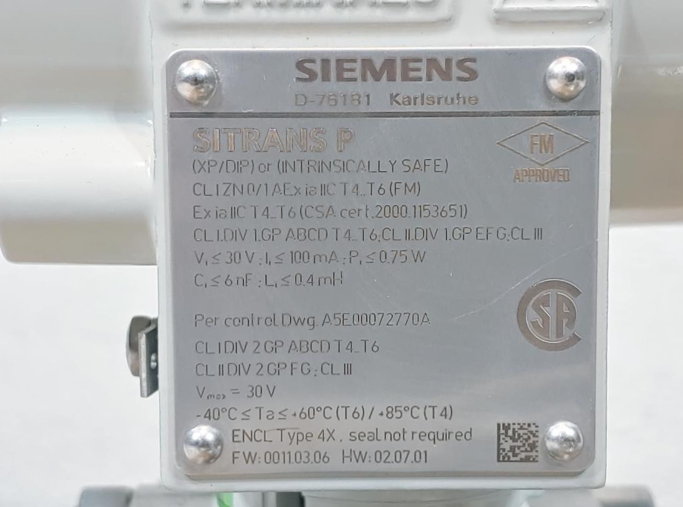 Siemens Sitrans P Transmitter for Absolute Pressure #7MF4433-1EY22-1NC6-Z