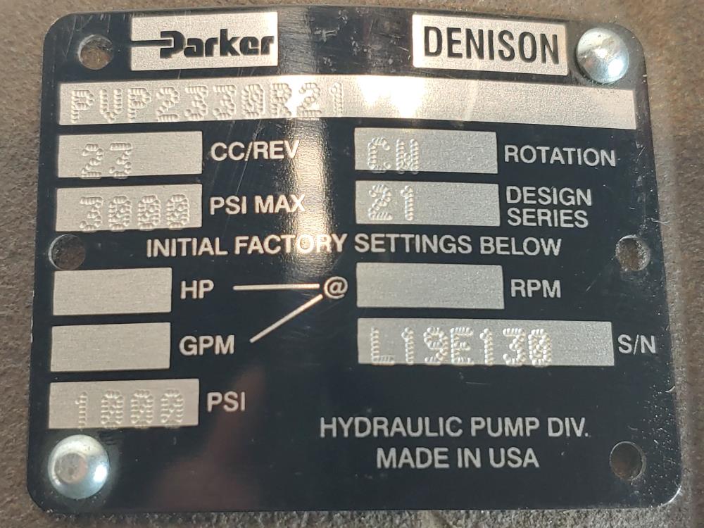 Parker Hydraulic Piston Pump Model #: PVP2330R21
