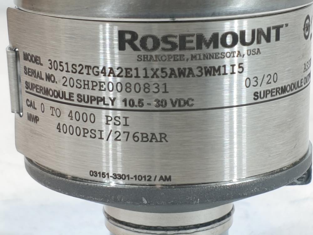 Rosemount Pressure Transmitter Model #:3051S2TG4A2E11X5AWA3WM1I5