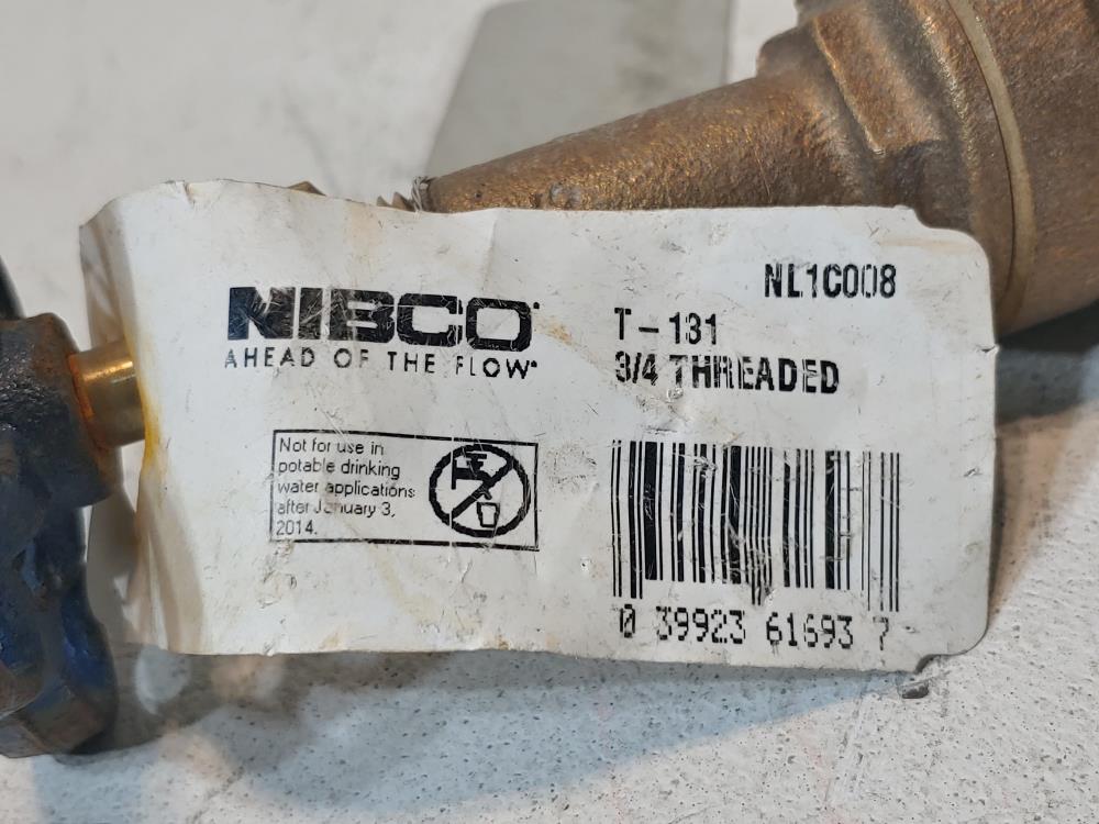 Lot of (3) Nibco T-131 3/4" 150# Threaded Gate Valve NL1C008