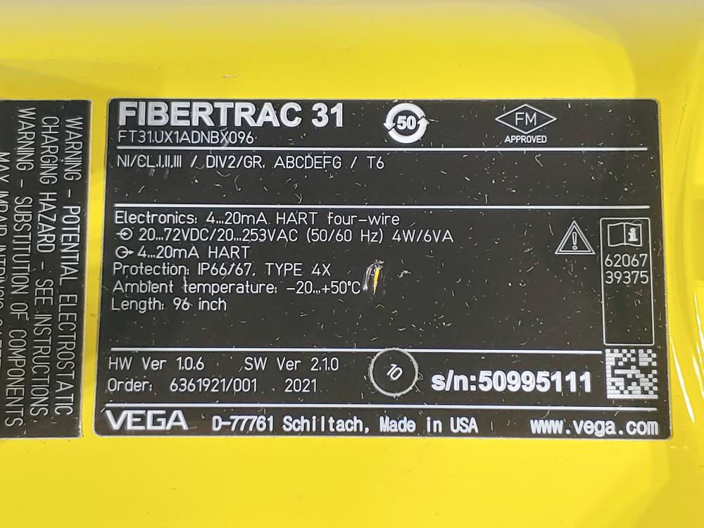 Vega Fibertrac 31 Radar Level Sensor FT31.UX1ADNBX096