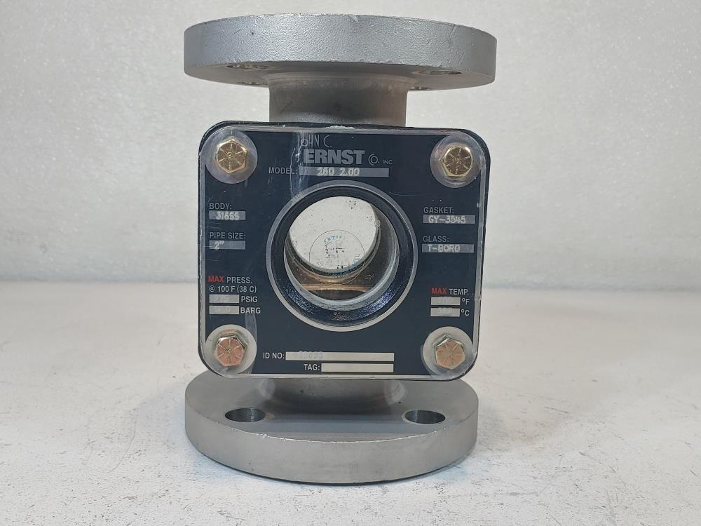 John C. Ernst 2" 150# Flanged 316SS Sight Flow Indicator, Model 260 2.00