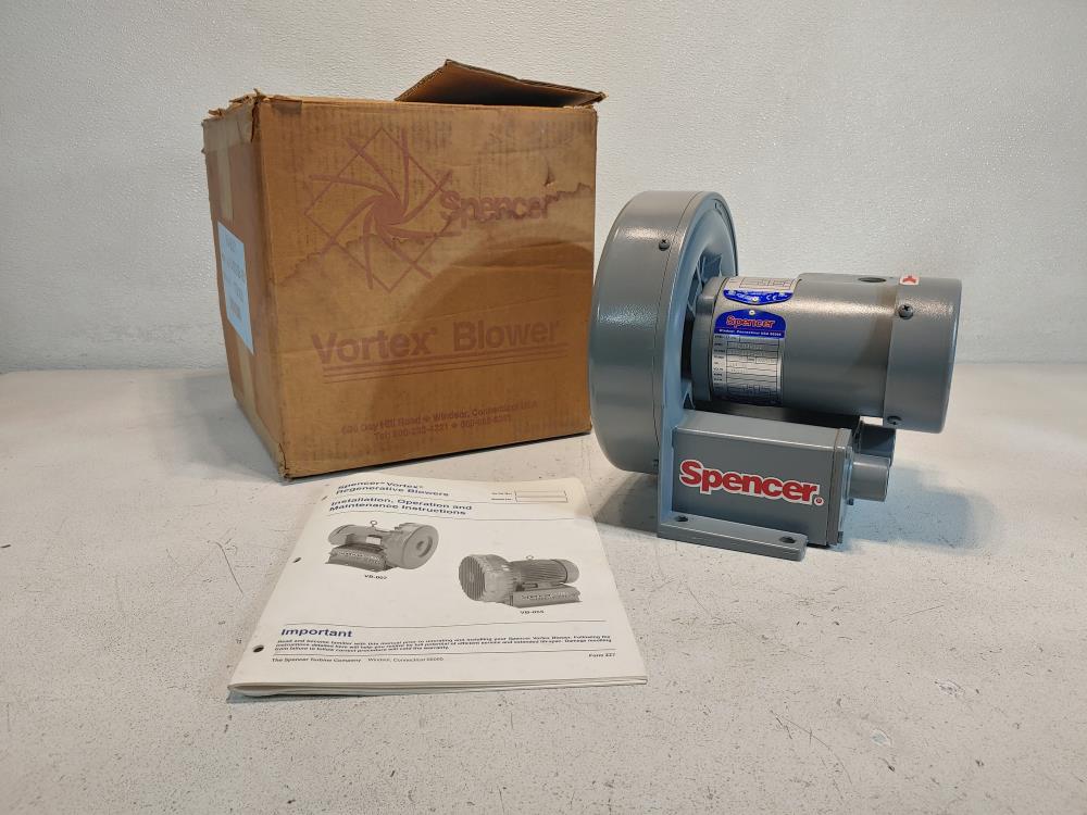 Spencer Vortex Blower, VB-002SB-001 w/ .25 TE HP Motor, 300 RPM