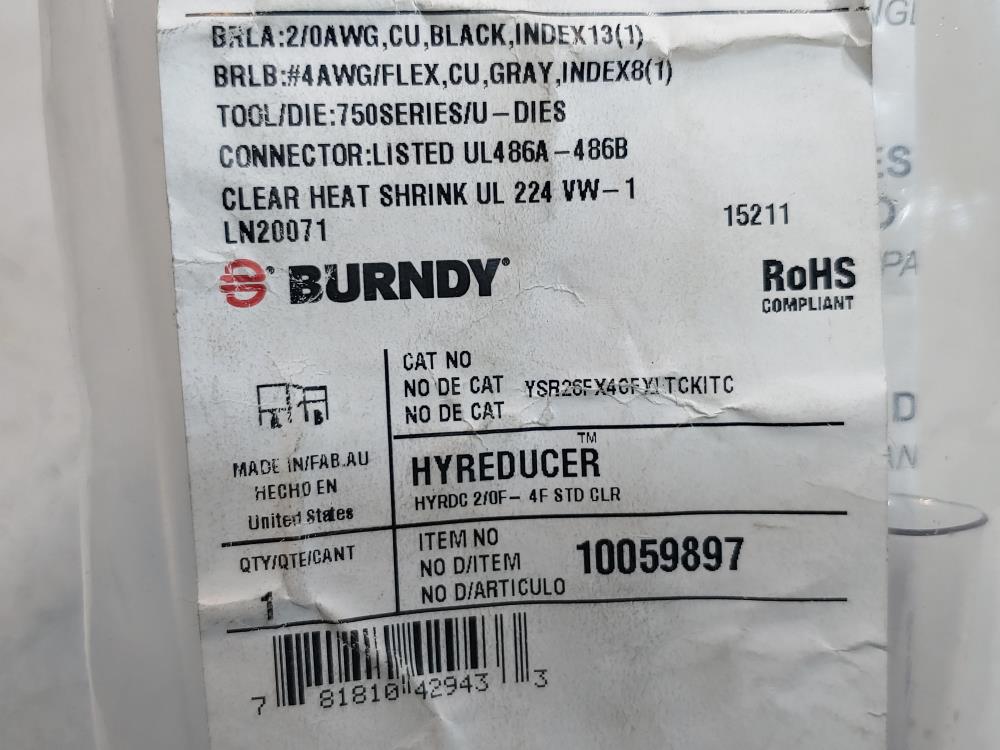 Lot of (5) Burndy Compression Splice Reducer Kit YSR26FX40FXLTCKITC