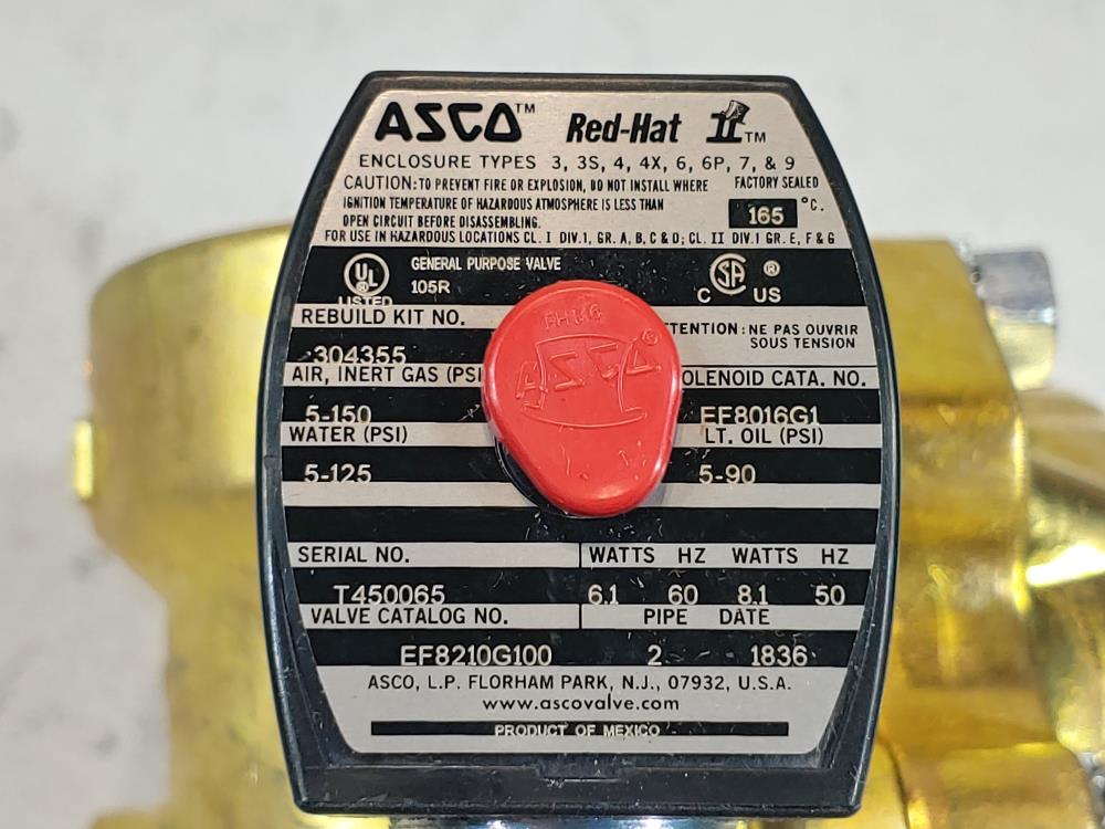 ASCO EF8210G100 / EF8016G1 2" Normally Closed 2-Way Solenoid Valve