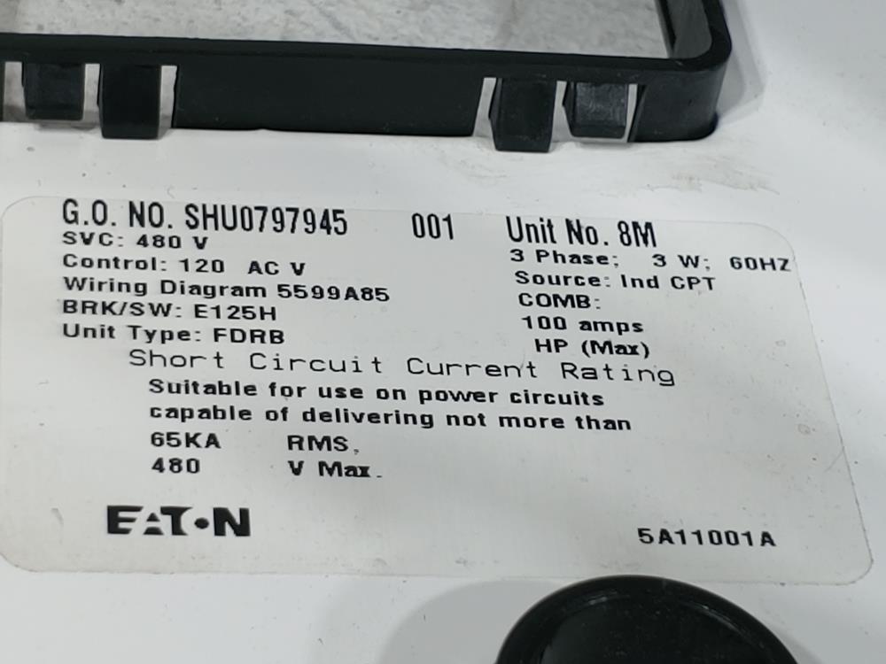 Eaton Cutler-Hammer Motor Control Center w/ E125H Molded Circuit Breaker