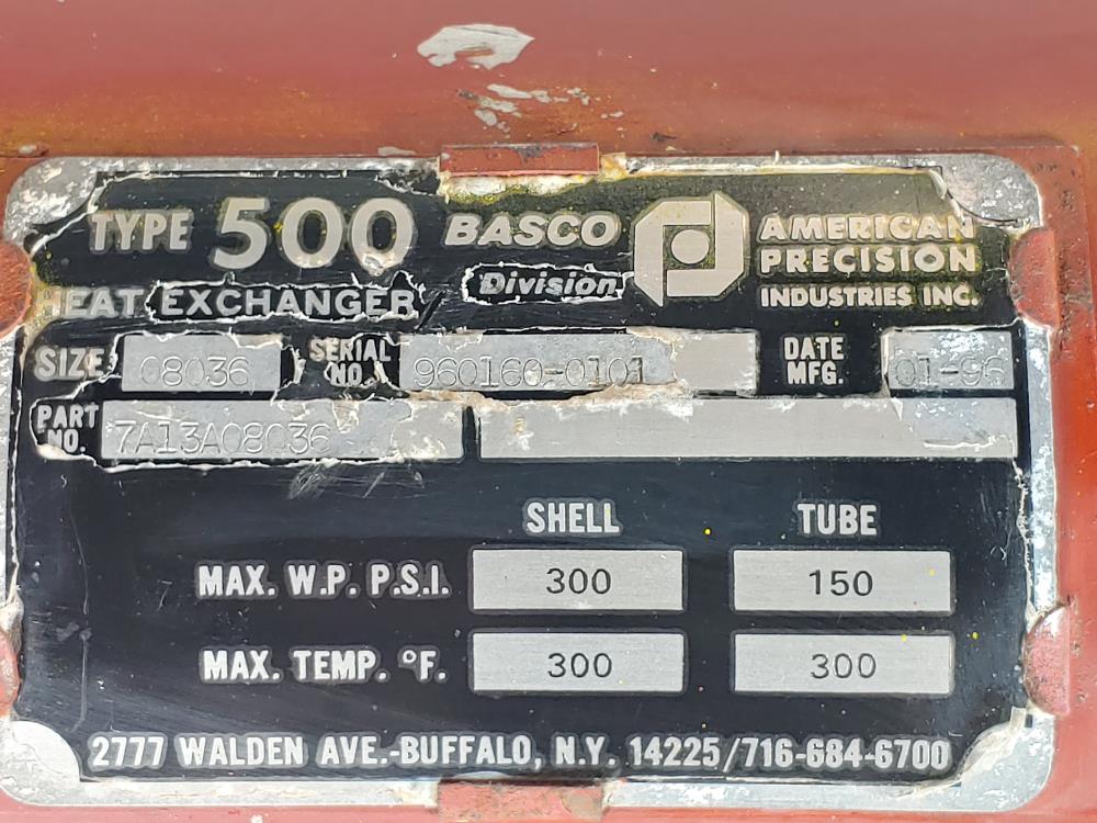 Basco 500 Tube Heat Exchanger Size 08036