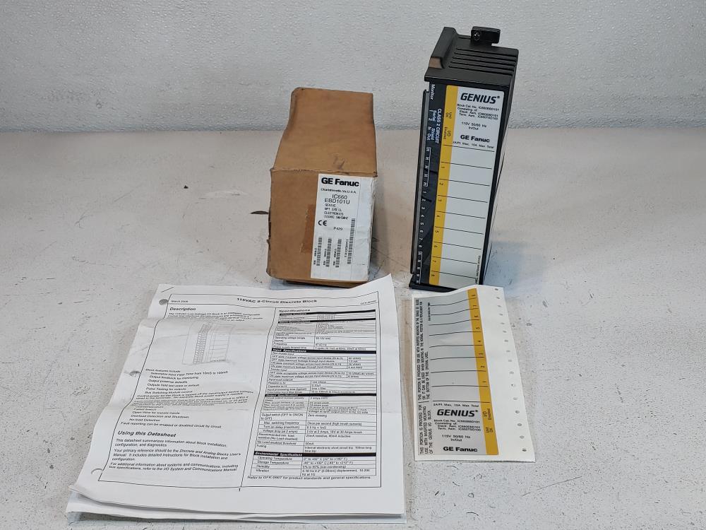 GE Fanuc Electric Module AC 8CT Low Leak Block IC660EBD101U