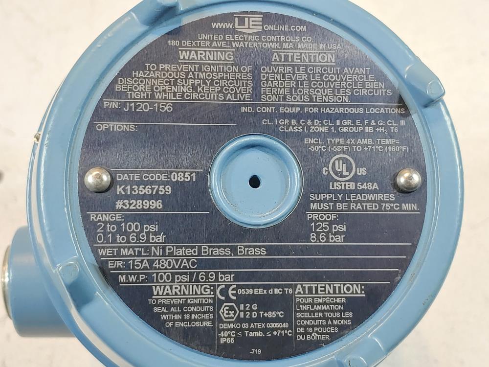 United Electric Pressure Switch J120-156