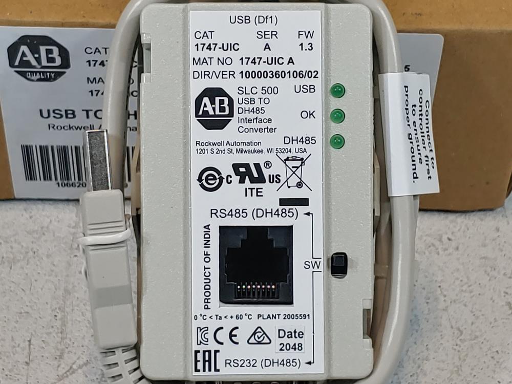 Allen Bradley 1747-UIC, SLC 500 DH-485 Interface Cable Converter