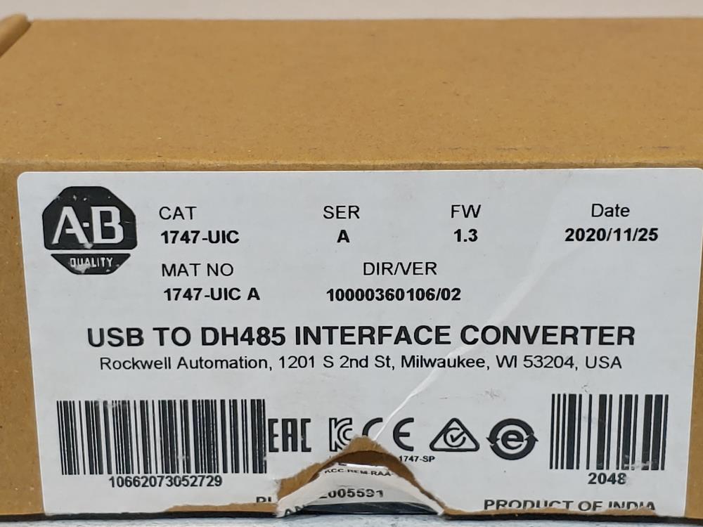 Allen Bradley 1747-UIC, SLC 500 DH-485 Interface Cable Converter