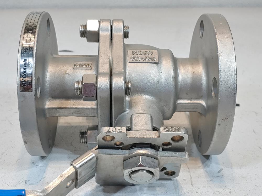 HV Controls CF8M 2 Piece Full Port 1-1/2" Flange Ball Valve