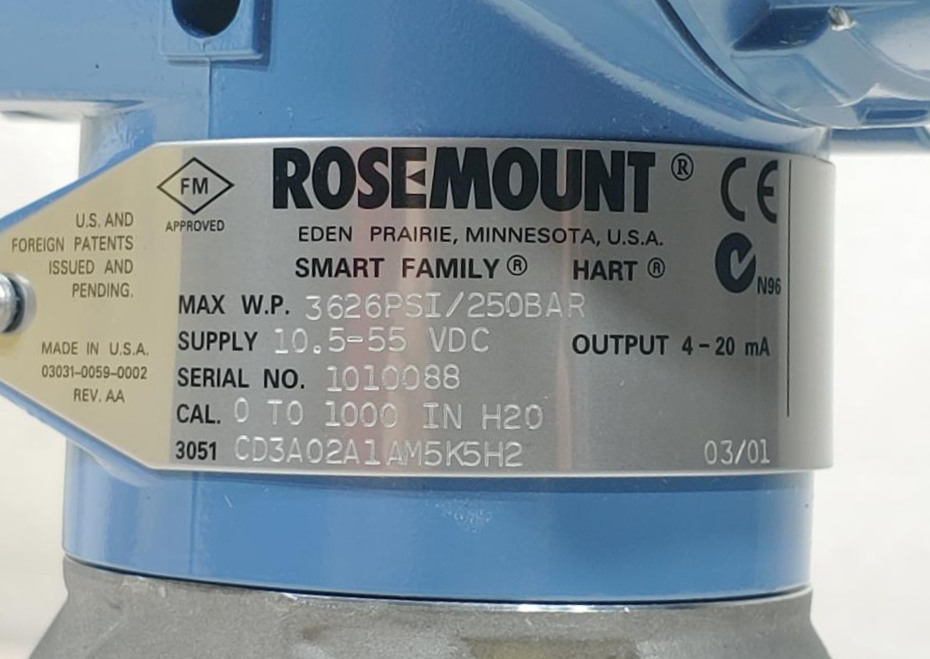 Rosemount 3051 Smart Family Pressure Transmitter 3051CD3A02A1AM5K5H2