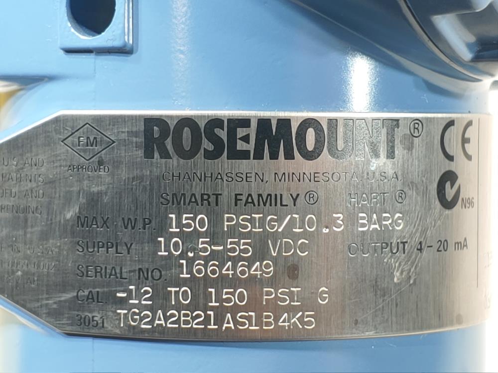 Rosemount 3051 Smart Family Pressure Transmitter 3051TG2A2B21AS1B4K5