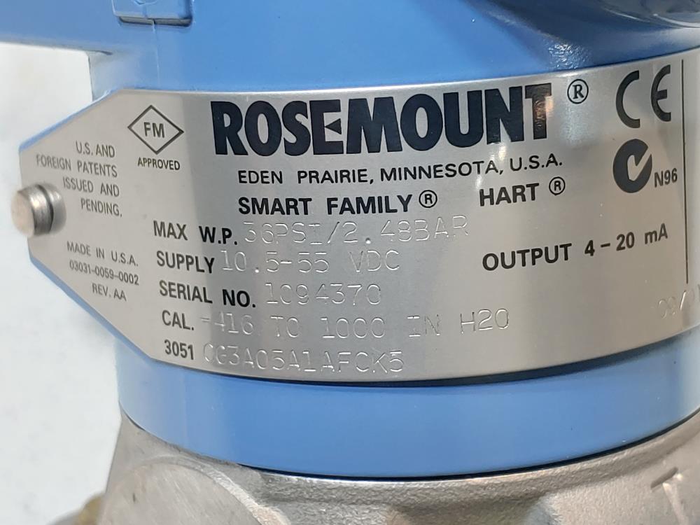 Rosemount 3051 Smart Family Pressure Transmitter 3051CG3AO5A1AFCK5