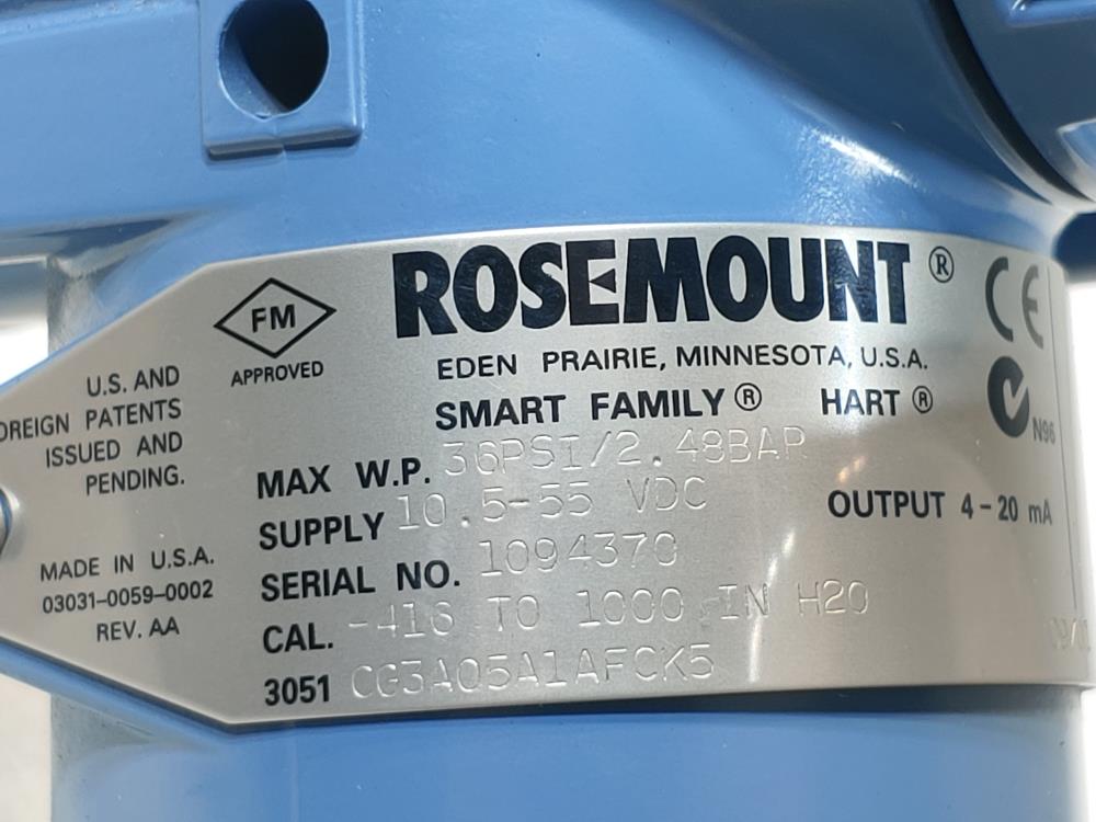 Rosemount 3051 Smart Family Pressure Transmitter 3051CG3AO5A1AFCK5