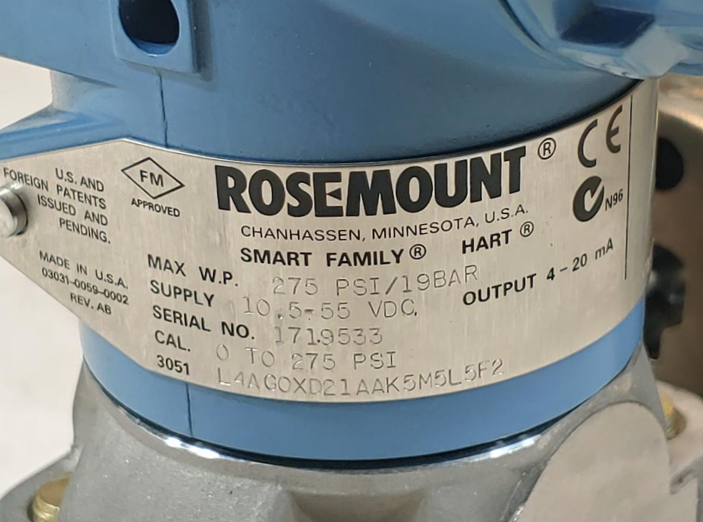 Rosemount 3051 Smart Family Pressure Transmitter 3051L4AGOXD21AAK5M5L5F2