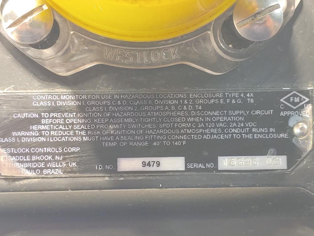 Westlock Proximity Switch Control Position Monitor 9479NBY2B2M0600