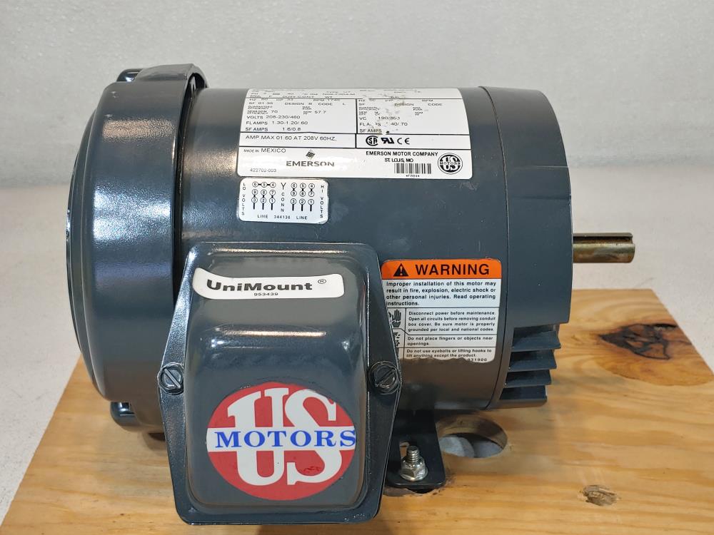 Emerson .33 HP Motor Model: F004, Cat: U13S2AC, Volts: 208-230 / 460 